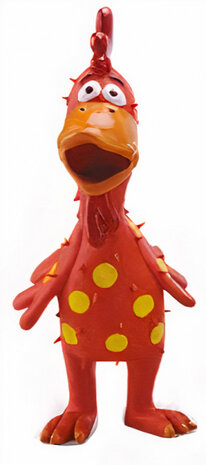 piepspeelgoed Kip Roxane 10 x 10 x 26 cm latex rood