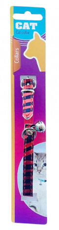 kattenhalsband 23-27 cm kunstleer rood/zwart