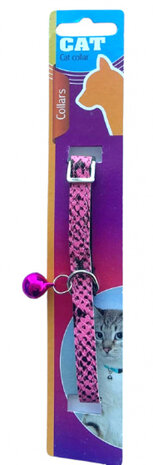 kattenhalsband 23-27 cm kunstleer roze/zwart