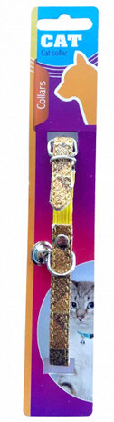 kattenhalsband glitter 23-27 cm kunstleer goud