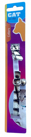 kattenhalsband 23-27 cm kunstleer zwart/wit