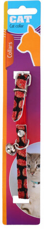 kattenhalsband glitter 23-27 cm kunstleer rood/zwart
