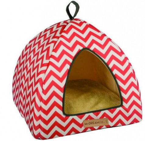 kattenhuis Tasmania Tipi 40 x 35 cm katoen wit/roze