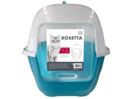 kattenbak Rosetta 62 x 53 x 56 cm blauw/wit