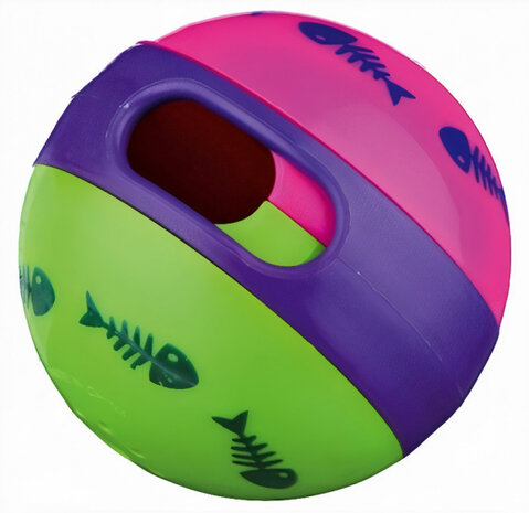 voerbal kat 6 cm paars/groen/roze