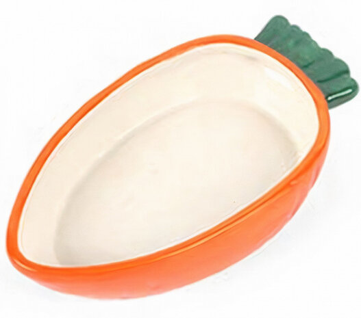 voerbak wortel 13,5 x 6,5 cm keramiek oranje/groen