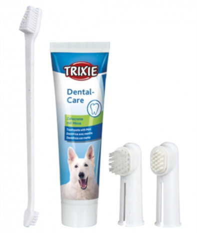 gebitsverzorgingsset Hond wit/blauw 4-delig