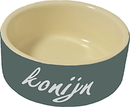 voerbak konijnen 12 cm steen grijs/beige