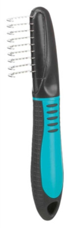 hondenkam vacht ontvilter 18 cm metaal grijs/blauw