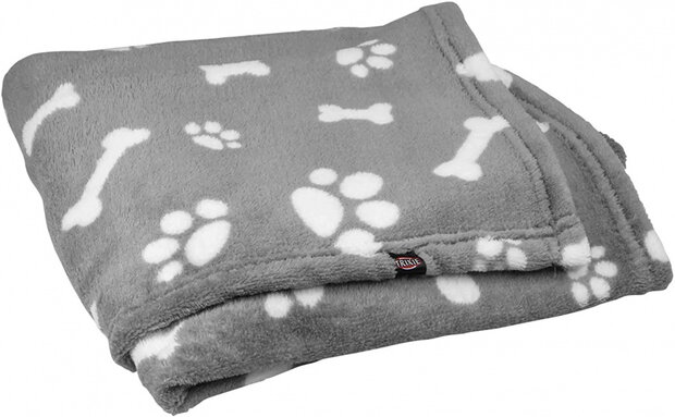 hondendeken Kenny 100 x 75 cm polyester/pluche grijs/wit