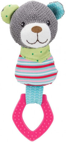 puppyspeelgoed 23 cm polyester grijs/roze/groen