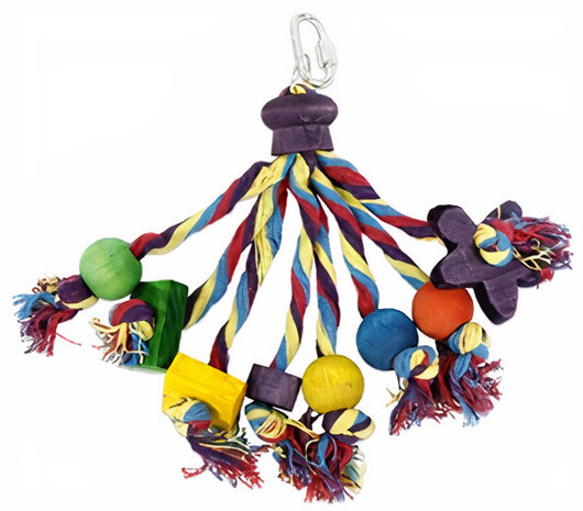 hangspeelgoed Carnival vogel 11 x 22 cm touw/hout