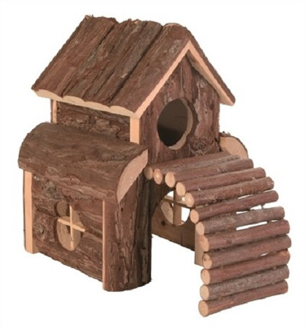 knaagdierspeelhuis Finn 20 x 13 cm hout bruin