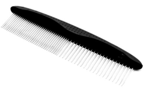 dierenkam fijn/middel 17 cm staal zwart/zilver