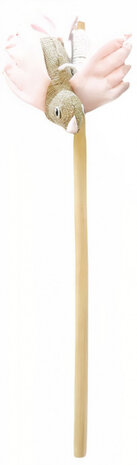 kattenspeelhengel met vogel 35 cm hout roze