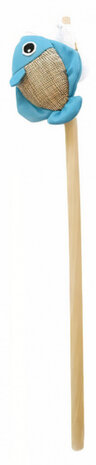 kattenspeelhengel met vis 35 cm hout blauw