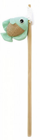 kattenspeelhengel met vis 35 cm hout groen