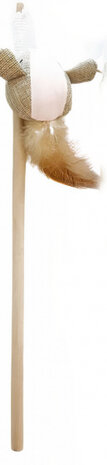 kattenspeelhengel met muis 35 cm hout roze