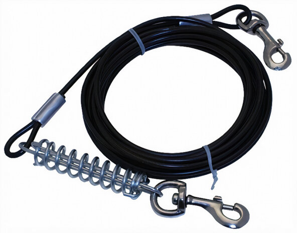 aanleglijn Tie Out Cable 470 cm RVS zwart