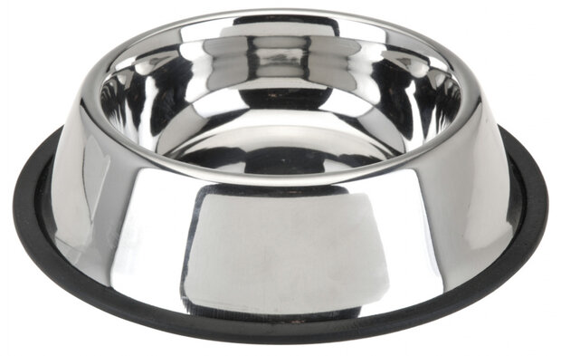 hondenvoer- en drinkbak Ema 25 x 5,5 cm RVS zilver/zwart