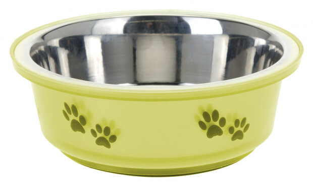 hondenvoer- en drinkbak Ema 14 cm 0,4 liter RVS geel