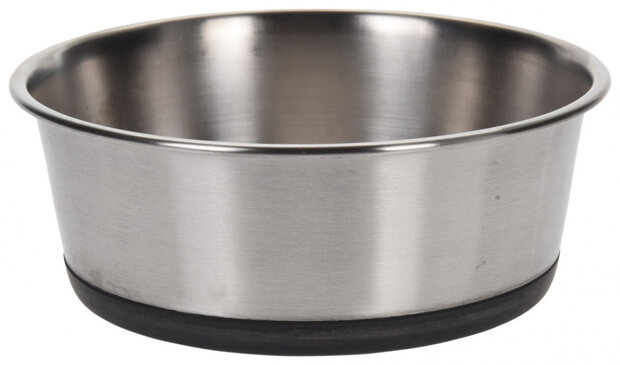 hondenvoer- en drinkbak Ema 16 cm RVS zilver/zwart