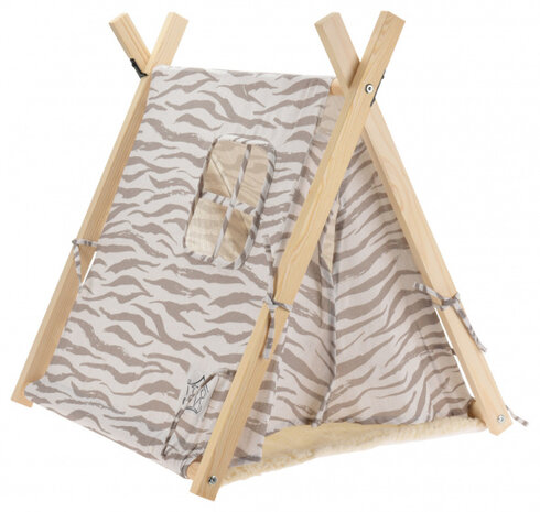 hondentent junior 50 x 60 cm polyester wit/grijs