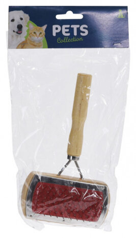 2-in-1 hondenborstel 18 cm staal/nylon/hout