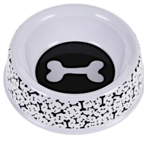 voer- en drinkbak Bot 25 cm melamine wit/zwart