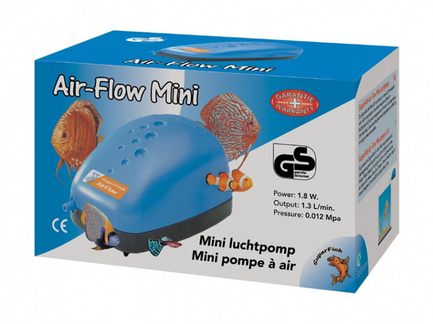 luchtpomp Air-Flow Mini 0-50 liter 6 x 9 cm blauw