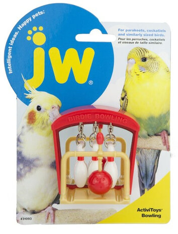 vogelspeelgoed Birdie Bowling 7 x 5 cm rood
