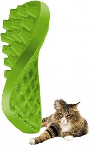 kattenborstel 4-in-1 12 cm siliconen groen