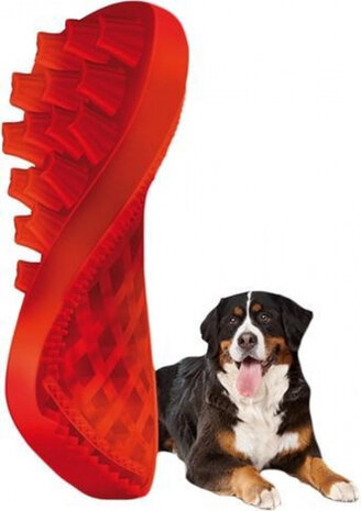 hondenborstel 4-in-1 12 cm siliconen rood