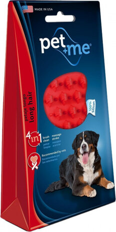 hondenborstel 4-in-1 12 cm siliconen rood