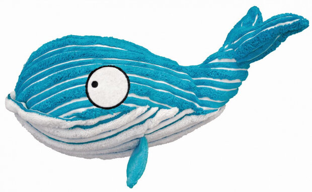 hondenknuffel Cuteseas Whale 17 cm corduroy blauw/wit