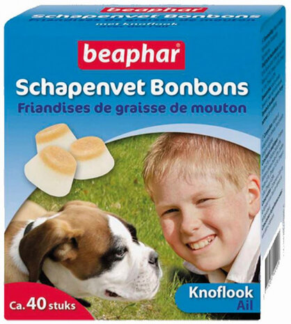 hondensnack schapenvet en knoflook Bonbons 40 stuks