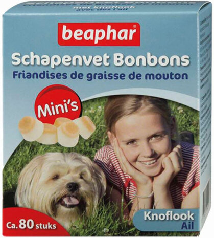 hondensnack schapenvet/knoflook mini-bonbons 80 stuks