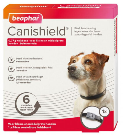 teken- en vlooienhalsband Canishield 48 cm zwart