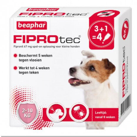 teken- en vlooienbestrijding Fiprotec 4x 67 mg