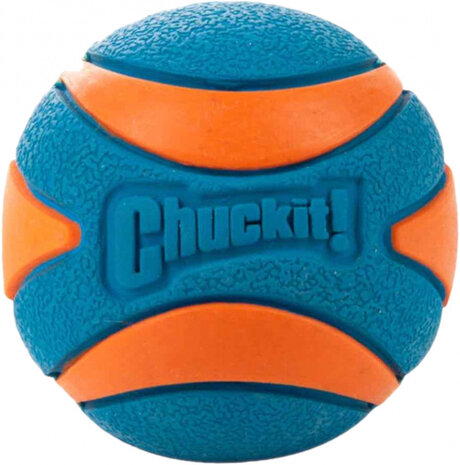 speelbal Ultra Squeaker 6 cm rubber blauw 2 stuks