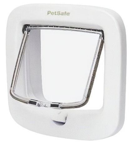 kattenluik handmatig 21,9 x 21,9 cm wit/transparant
