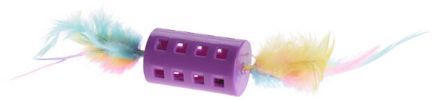 kattenspeeltje veren 10 cm polyester paars