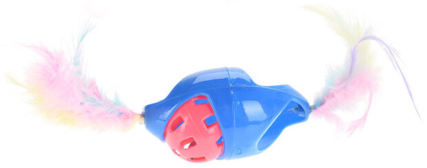 kattenspeeltje veren 10 cm polyester blauw