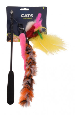 kattenspeeltje veren 40-100 cm polyester rood