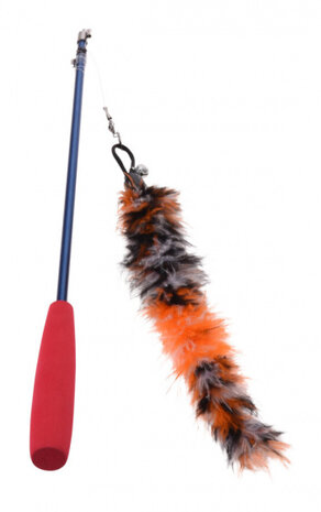 kattenspeeltje veren 40-100 cm polyester rood