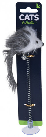 kattenspeeltje muis 19 cm polyester grijs
