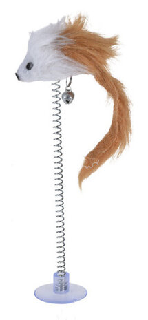 kattenspeeltje muis 19 cm polyester bruin