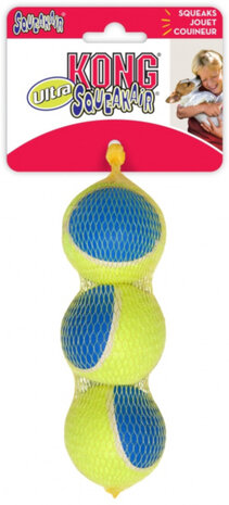 apporteerbal Ultra Squeakair hond 6,5 cm geel 3 stuks