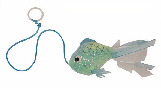 kattenspeeltje Mermaid goudvis 17 cm polyester blauw