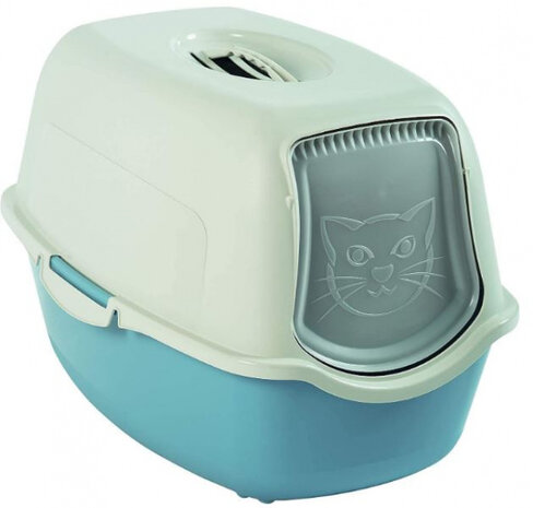 kattenbak Bailey 56 x 40 x 39 cm blauw/wit